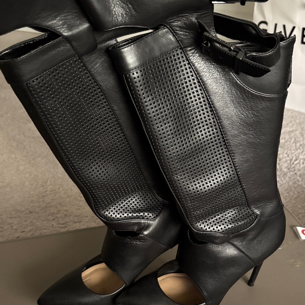 BCBG Paris Black Perforated Heeled Boots